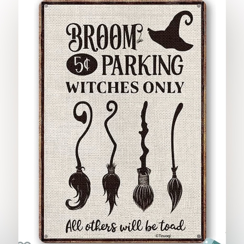 Broom Parking Metal Tin Sign NWT